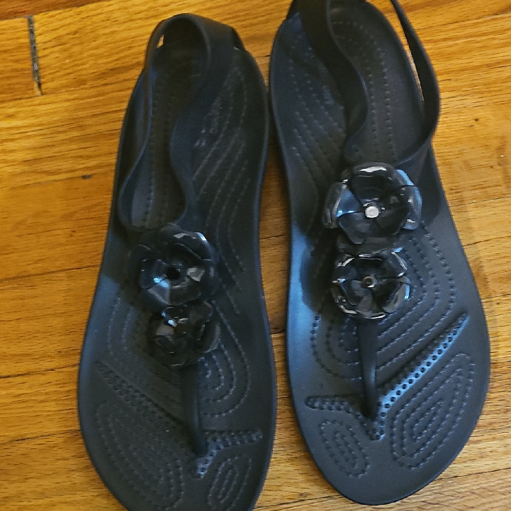 Crocs Black Floral Sandals
